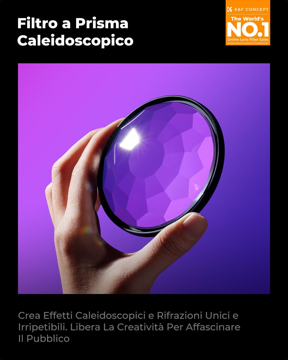 Detalle de K&F CONCEPT Nano-Basic Filtro per Obiettivo a Prisma Caleidoscopico 72mm