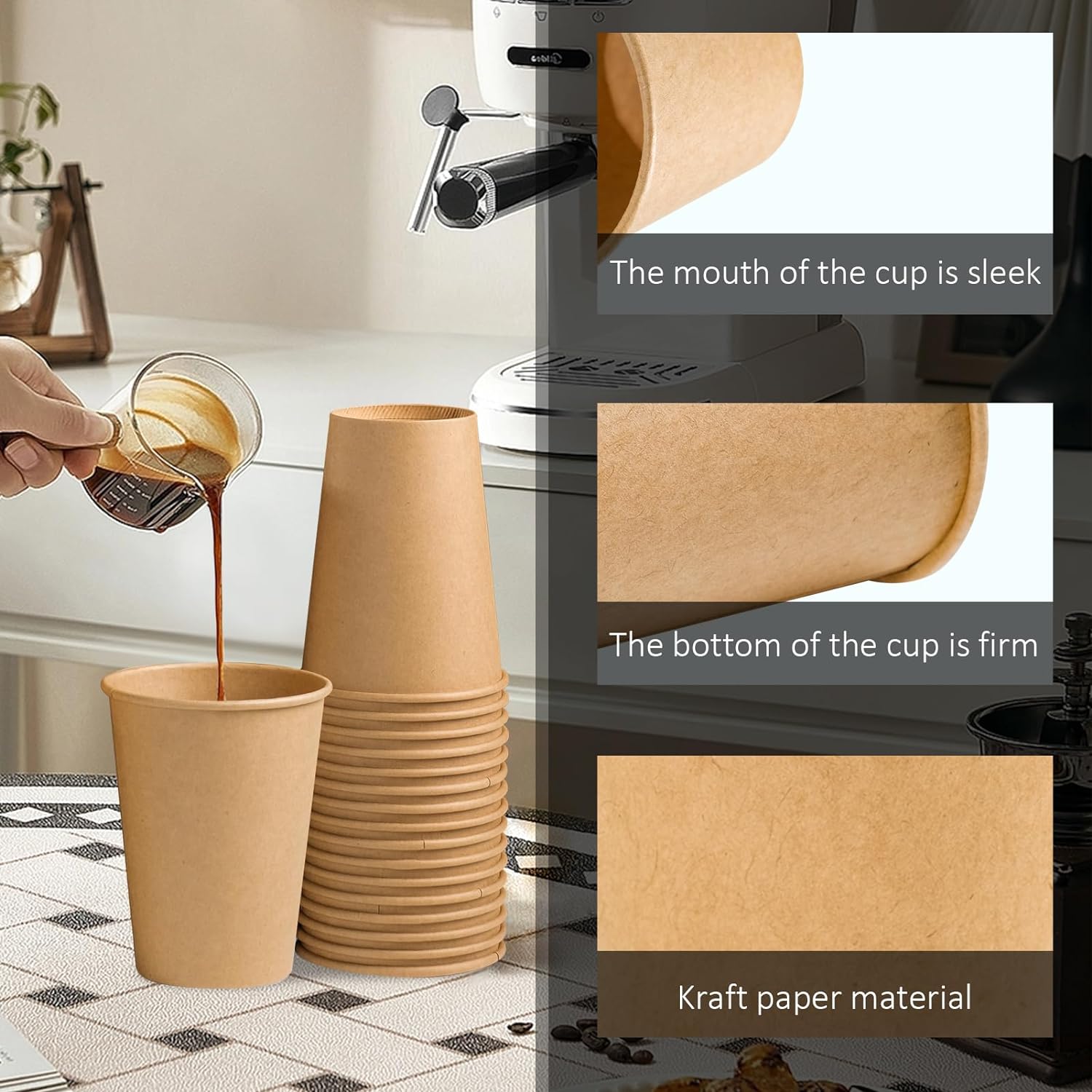 Detalle de Clawsoff 180 Pack 12 oz Brown Kraft Disposable Paper Cups
