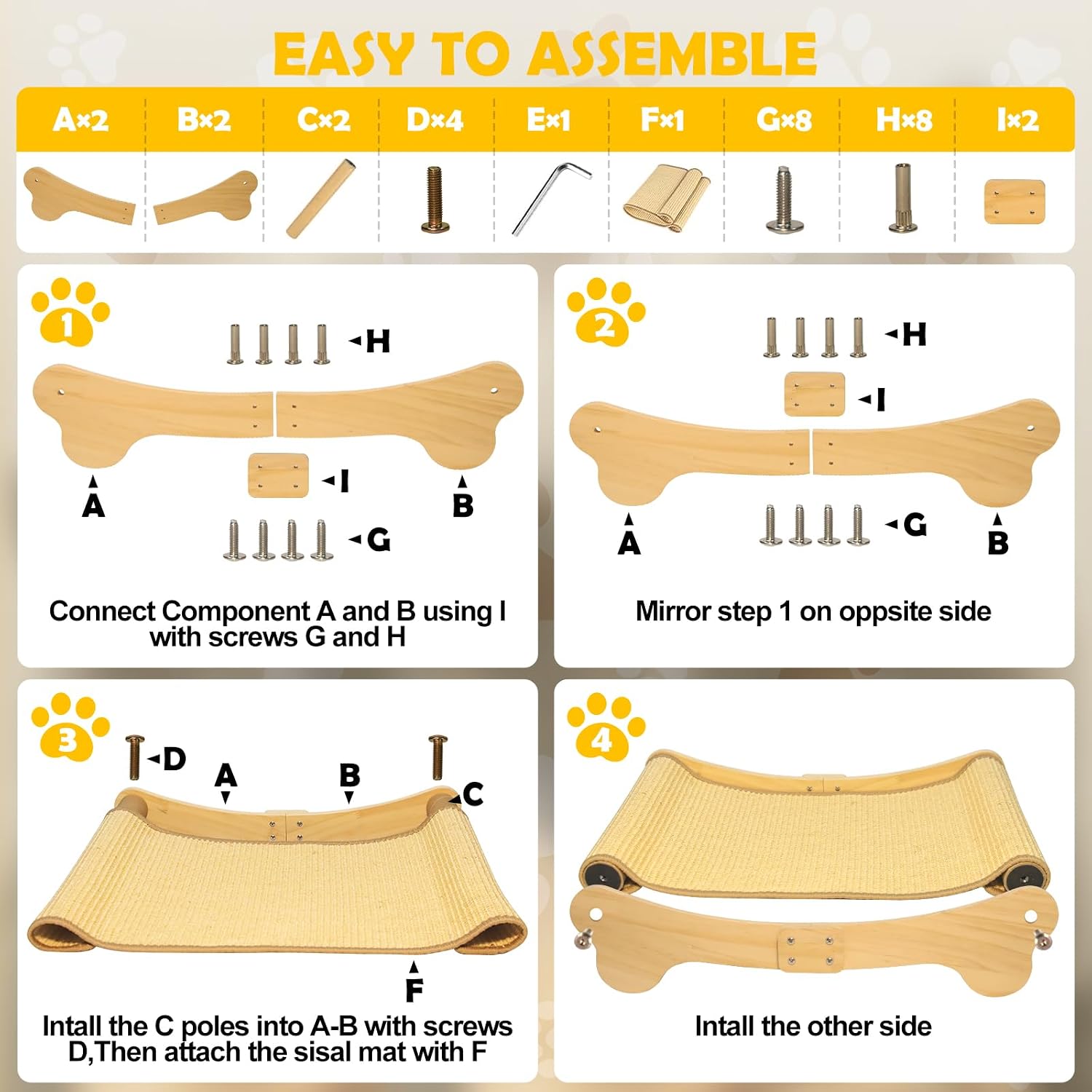 Thumbnail 6 de DONWEI Sisal Cat Scratcher Bed, 60 x 37.5
