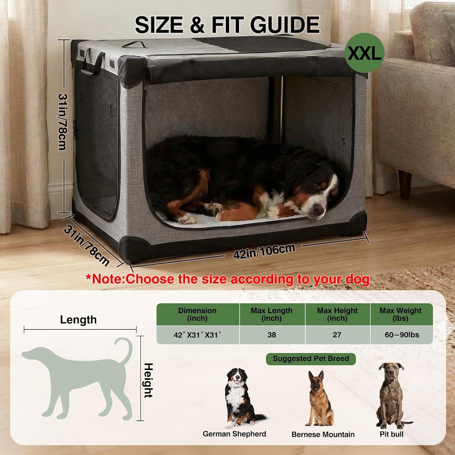 Detalle de derimkcoa 106x78x78cm collapsible dog crate