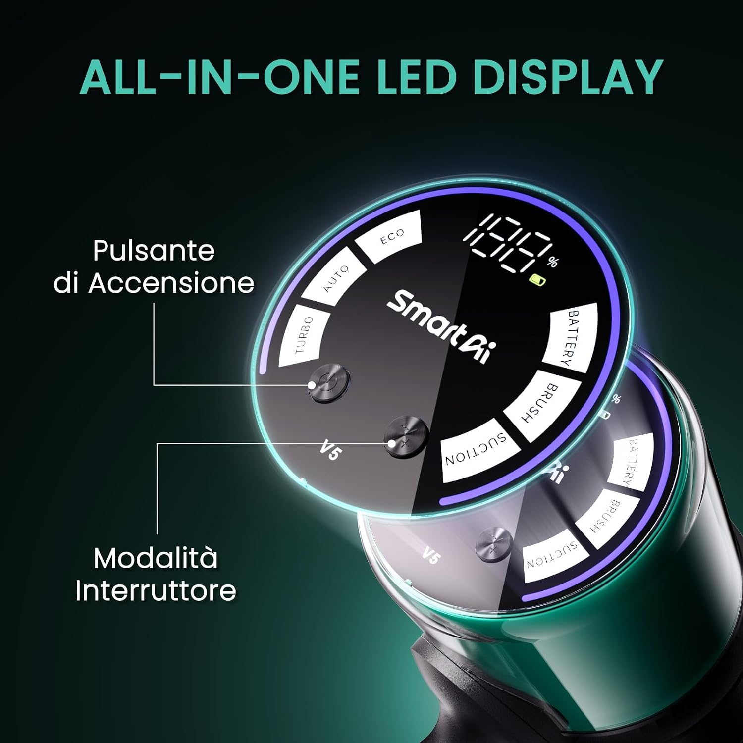 Detalle 2 de SmartAI V5 aspirapolvere senza fili 55 kPa/600 W 🧹
