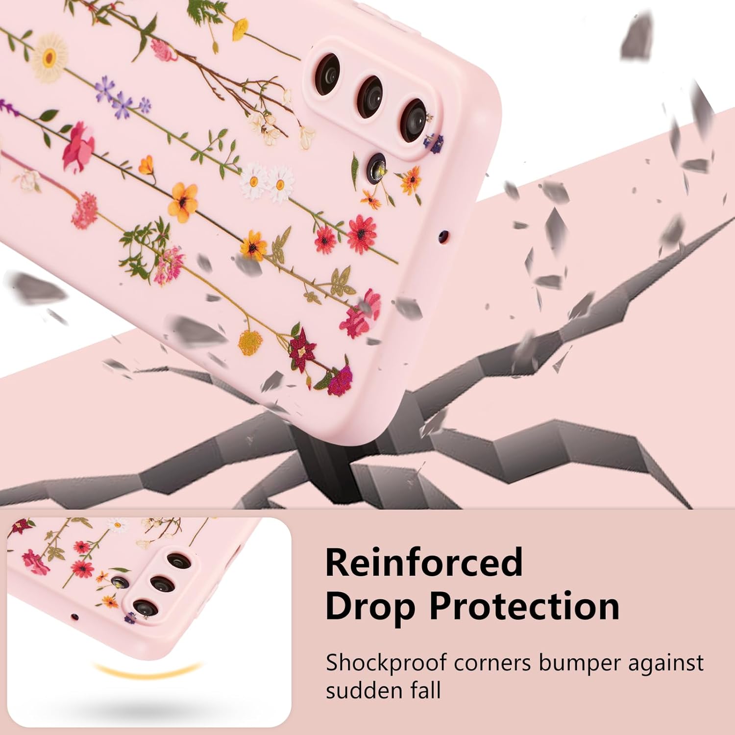 Thumbnail 3 de ZTOFERA compatible case for Samsung Galaxy A15 (4G/5G) – pink floral climbing flowers silicone bumper