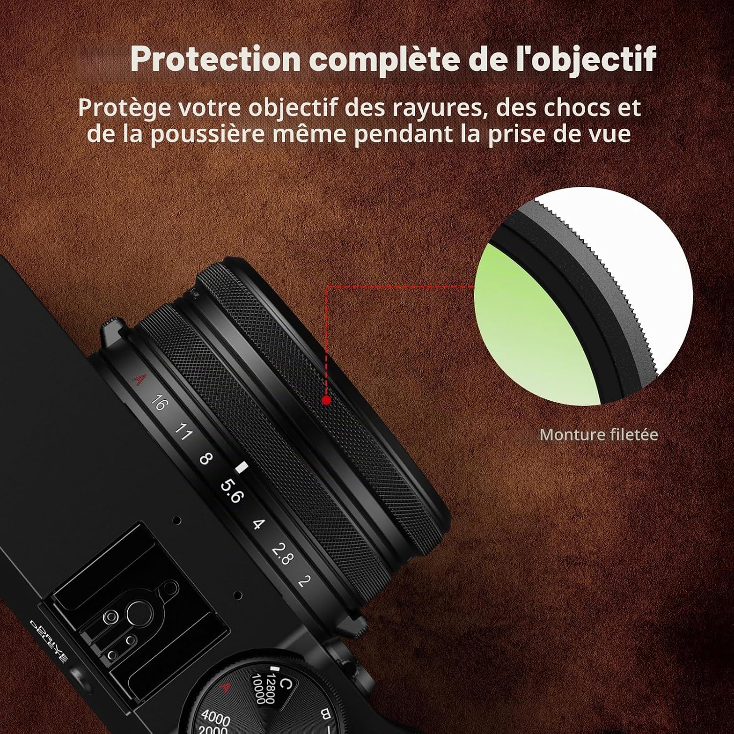 Detalle de SmallRig 5852 Filtre UV pour Fujifilm X100VI / X100V (noir) – verre optique, transmission 99%