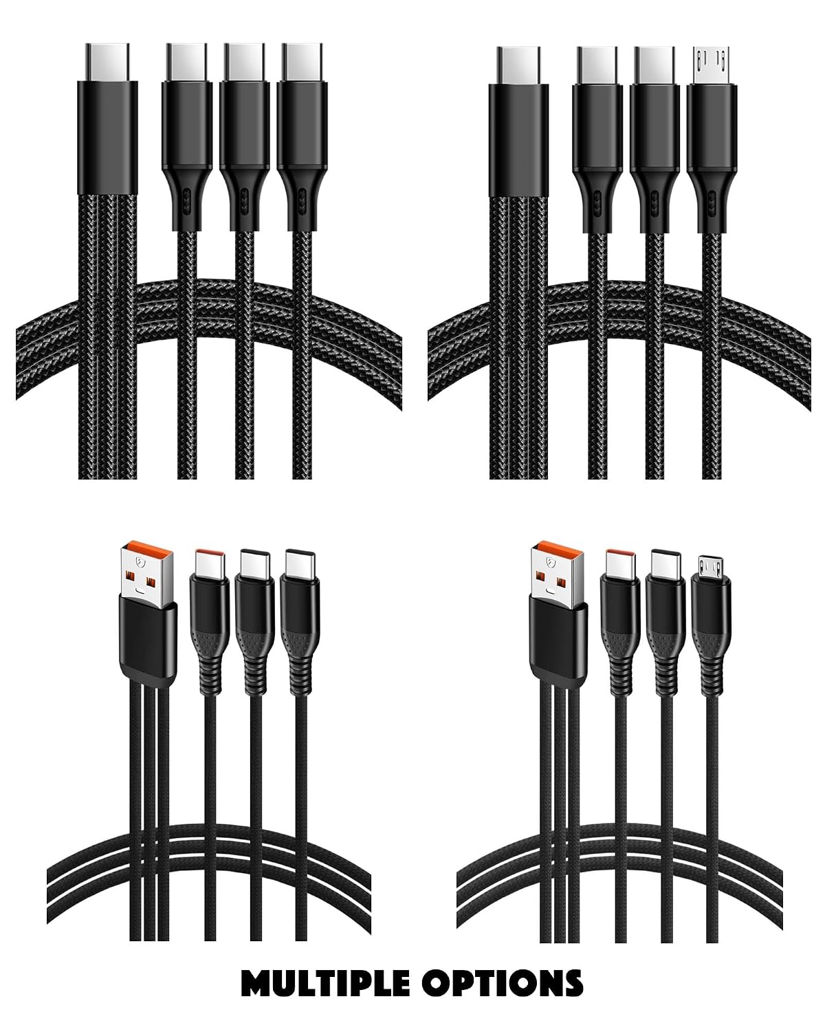Thumbnail 2 de YIMINGOUFEI 3-in-1 USB-C Cable: 5A PD, Nylon Braided, 1.2m per Branch
