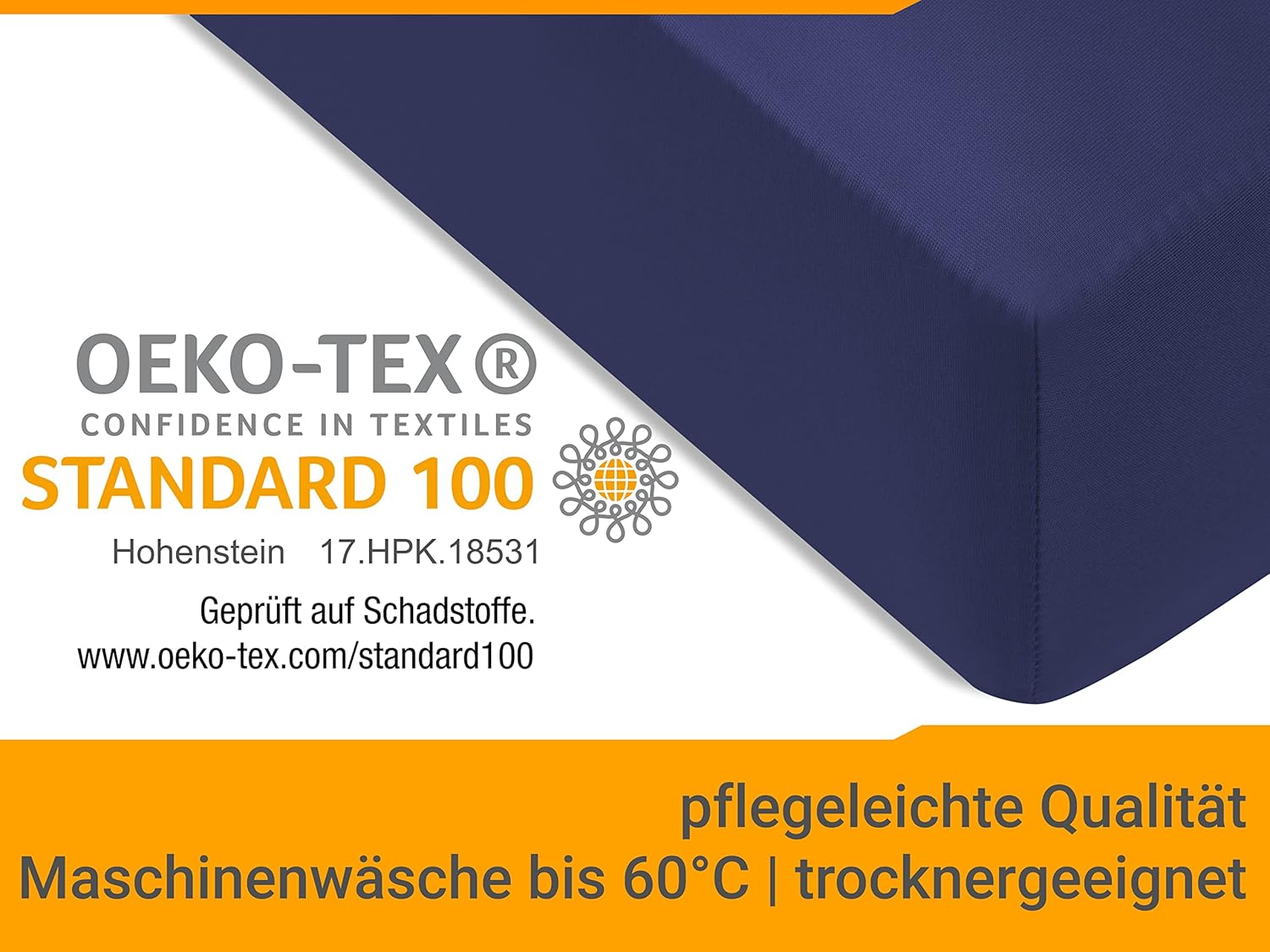 Thumbnail 5 de Npluseins Drap Housse 140x190/200 cm en Microfibre – Bleu Marine, certifié Oeko-Tex