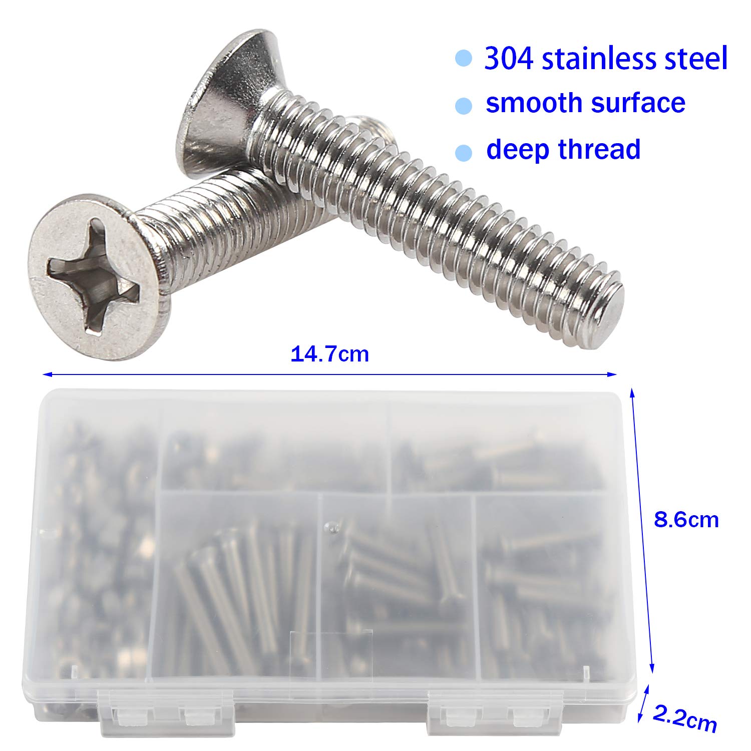 Thumbnail 3 de Rshuhx 80 pezzi Viti e Dadi in Acciaio Inox 304 M6 con Testa a Croce e Testa Svasata – Kit Assemblaggio Ideale per Riparazioni