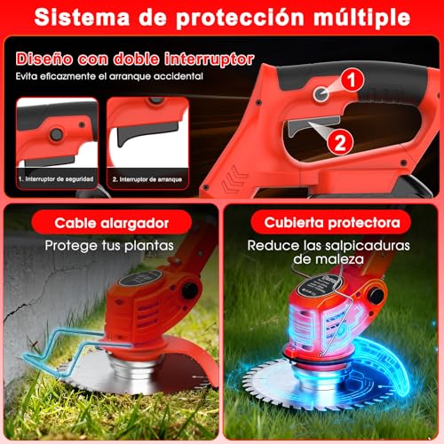Thumbnail 3 de OUTIGO Cortacésped inalámbrico 21V con 2 baterías y 4 tipos de accesorios de corte para jardín y terraza