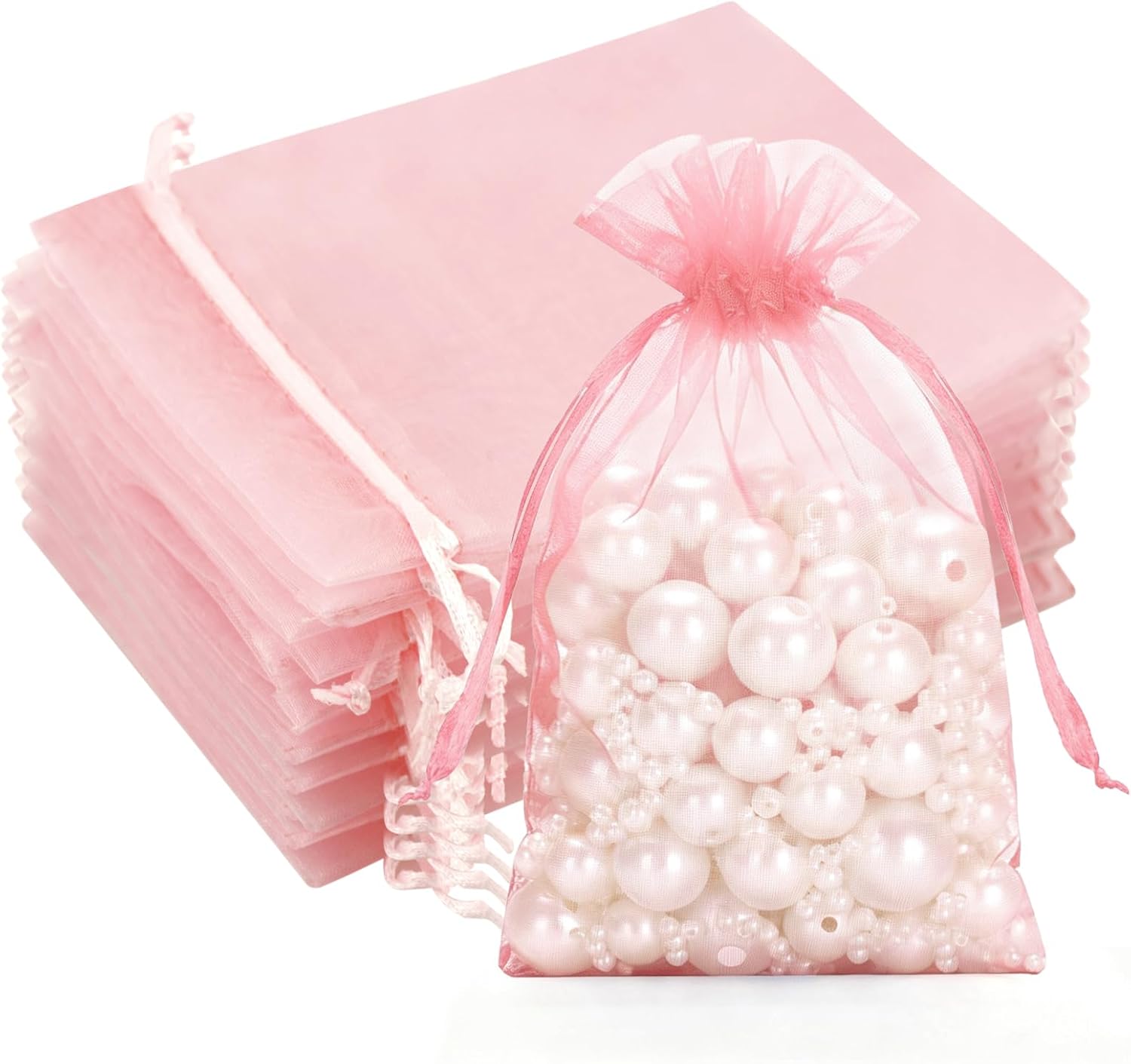 Detalle de G2PLUS Lake Blue Organza Gift Bags (13x18 cm) – Clear Mesh Pouches, 100 Pack