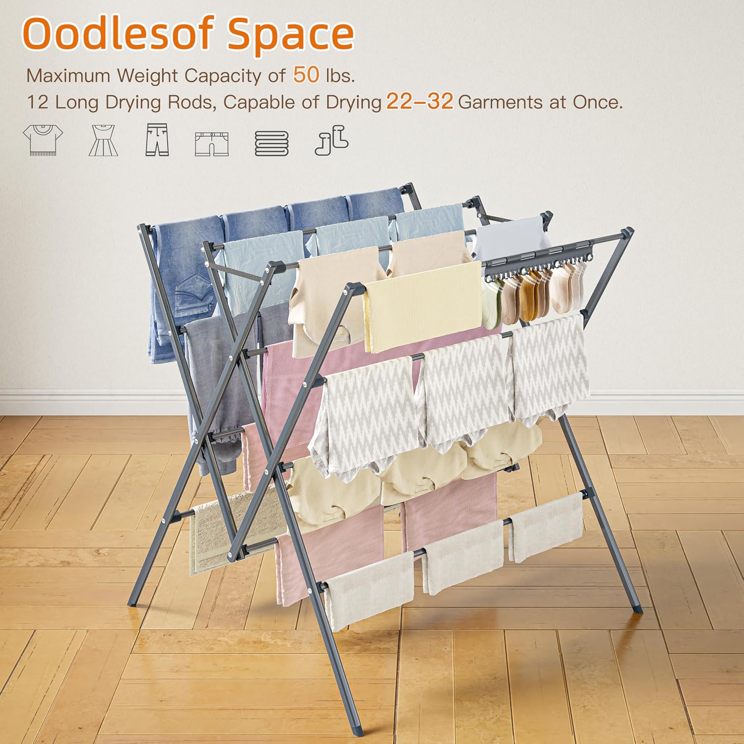 Detalle de Clothes Drying Rack, 12 Rods