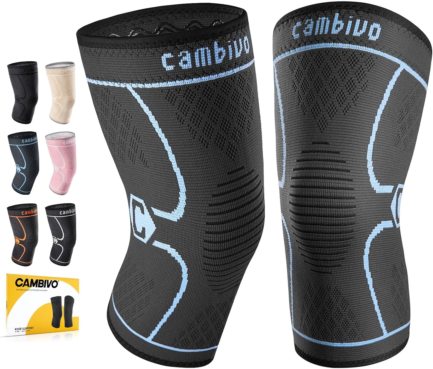 Thumbnail 1 de CAMBIVO Genouillères de compression 2 pièces