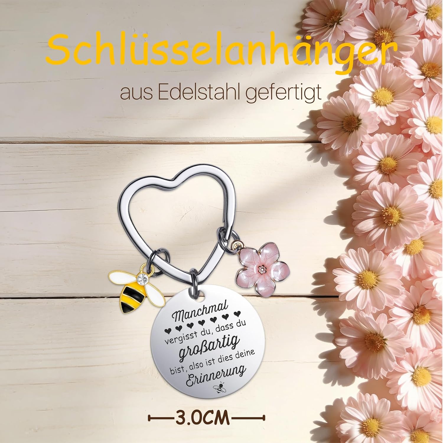 Thumbnail 4 de Farbeele Mutmacher-Geschenk für Frauen: handgemachte Biene mit Glücksbringer-Schlüsselanhänger