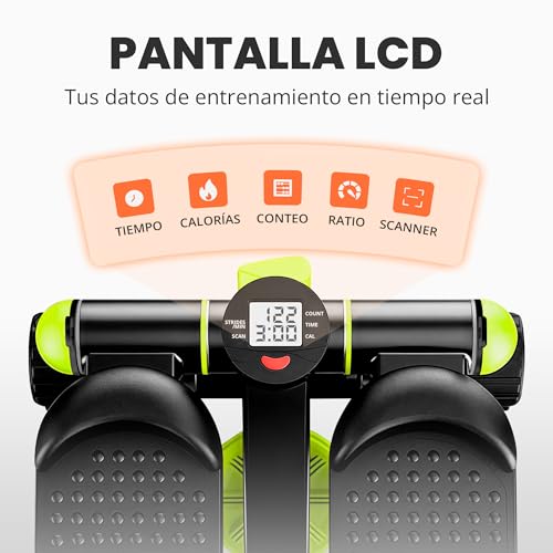 Thumbnail 4 de JUPPLIES Mini Stepper con Bandas Elásticas: Entrenamiento en Casa con Resistencia Ajustable y Pantalla LCD