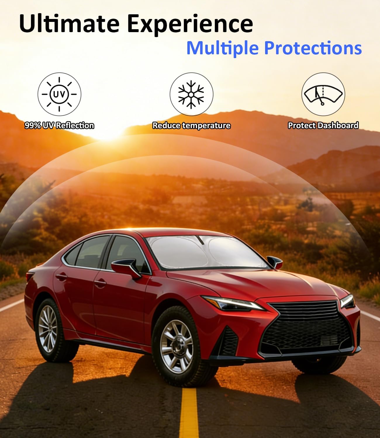 Detalle de PAIMOHO Windshield Sun Shade for 2014-2026 Lexus IS Series