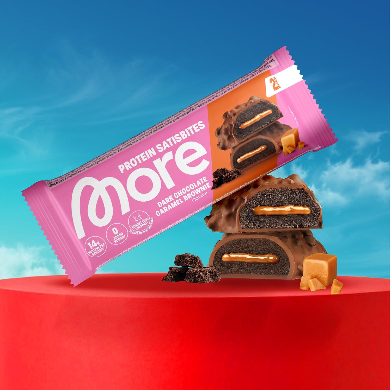Thumbnail 2 de MORE Protein Satisbites 12er Box – Dark Chocolate Caramel Brownie, 12 x 50 g (2 Bites à 25 g) mit bis zu 16 g Protein pro Portion
