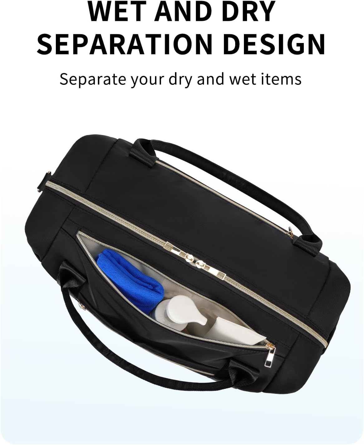 Detalle de WANDF 45x36x20 Cabin Bag: Underseat Carry-On for EasyJet with Wet Pocket & Shoe Compartment