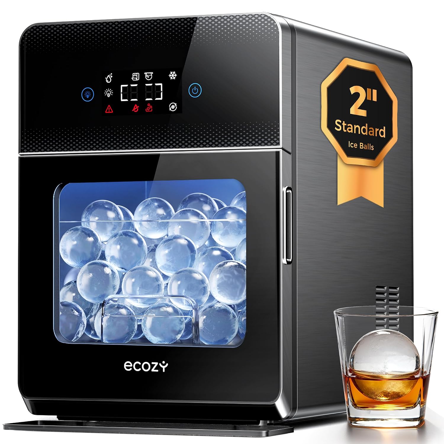 Detalle de ecozy Vaultico Max IM-BM401A 2-Inch Clear Sphere Ice Maker, Self-Cleaning