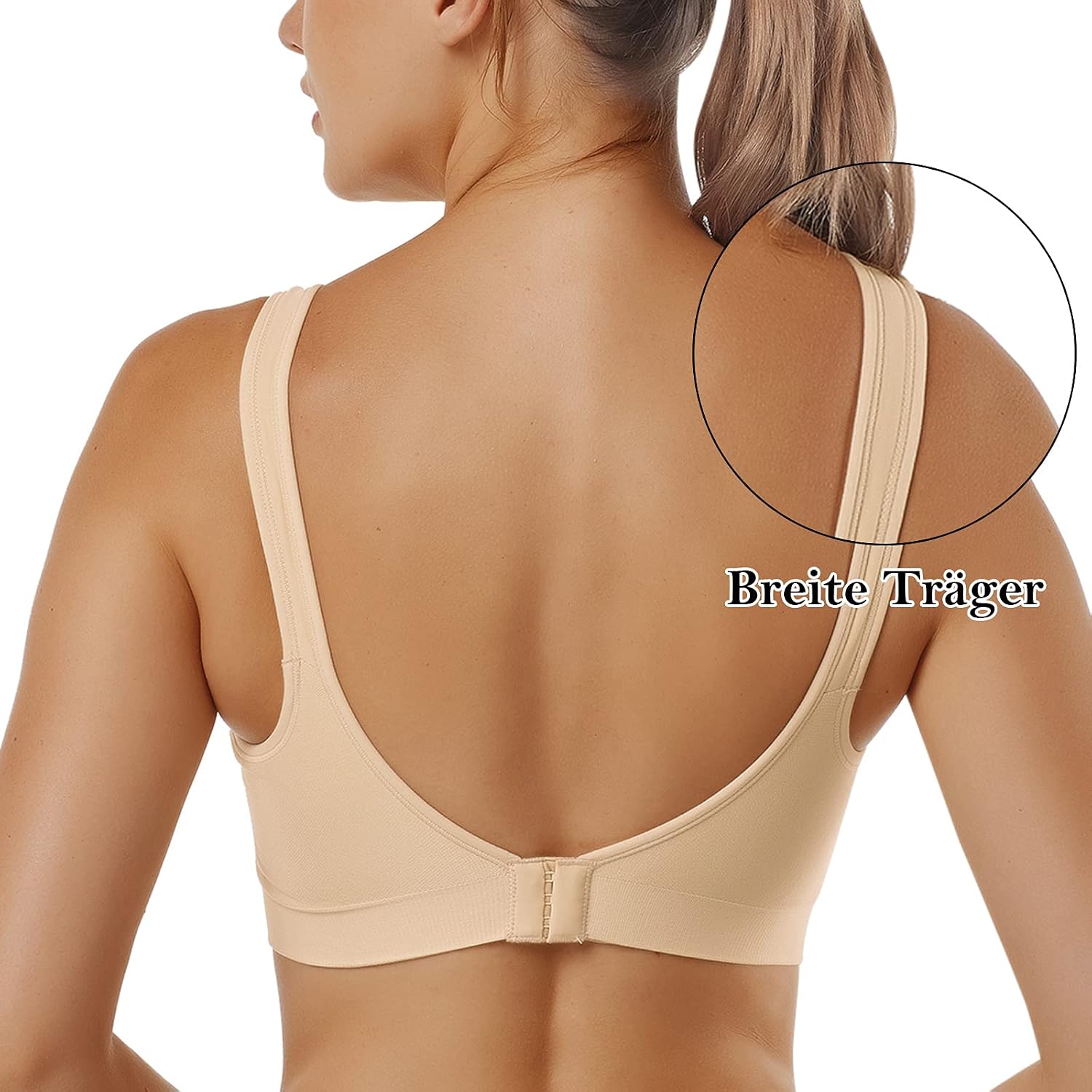 Detalle 2 de Vertvie Damen Sport-BH im 1/2/3er Set ohne Bügel – einfarbig, bequem & mit mittlerem Halt