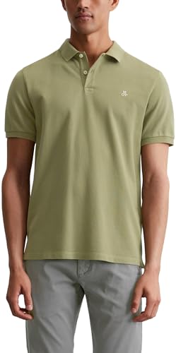 Detalle de Marc O'Polo Herren Kurzarm-Poloshirt aus Bio-Baumwolle Regular Fit – Olive, XXL