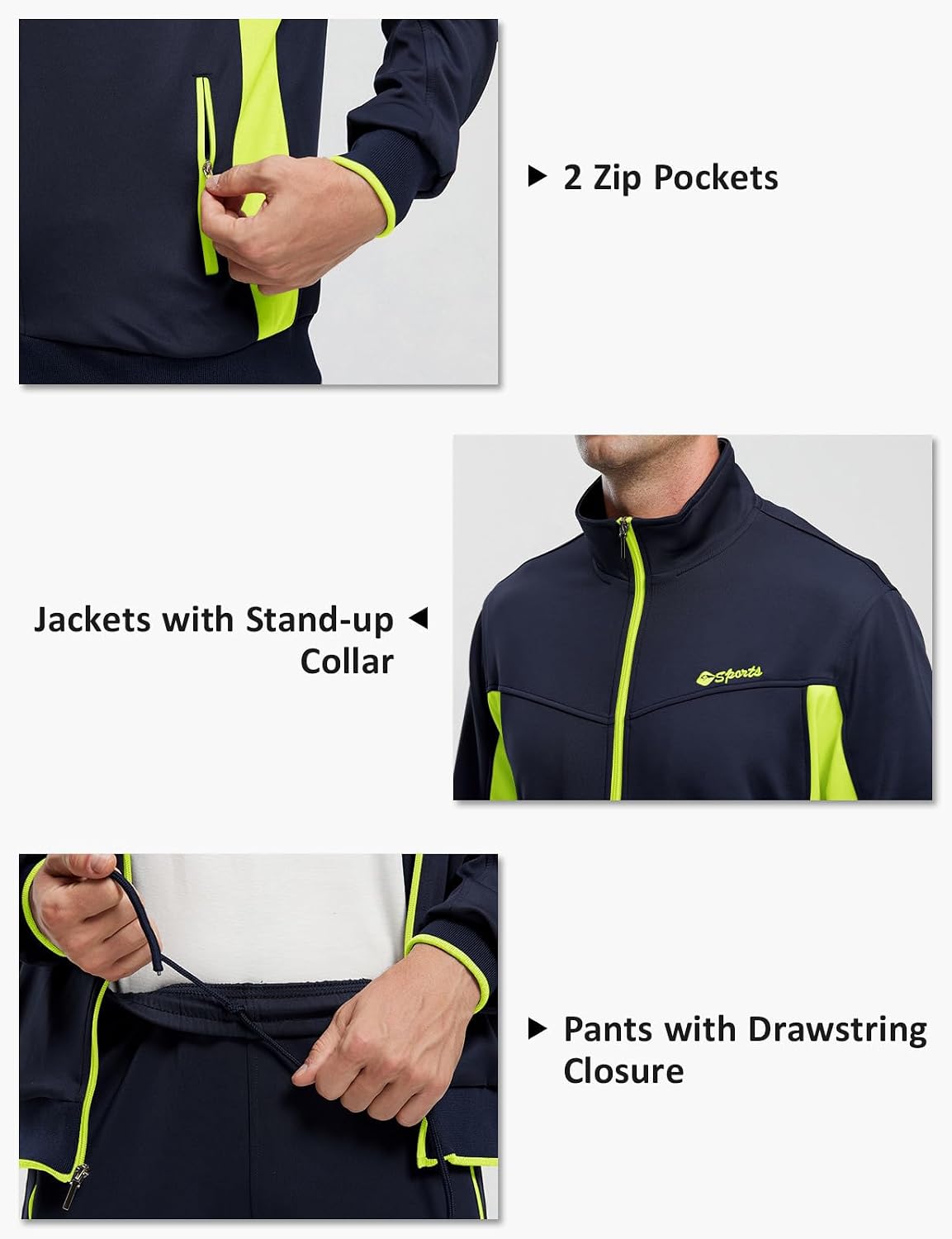 Detalle de donhobo Herren Jogginganzug Trainingsanzug mit Reißverschluss (Stehkragen)