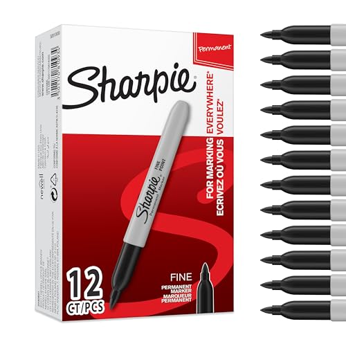 Detalle de Sharpie Fine Point Permanent Markers, Black, Pack of 12