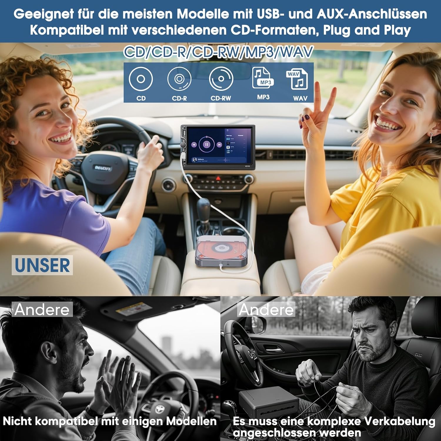Detalle de CD-Player fürs Auto mit USB/AUX-Anschluss von CENXINY – universeller Externer CD-Player