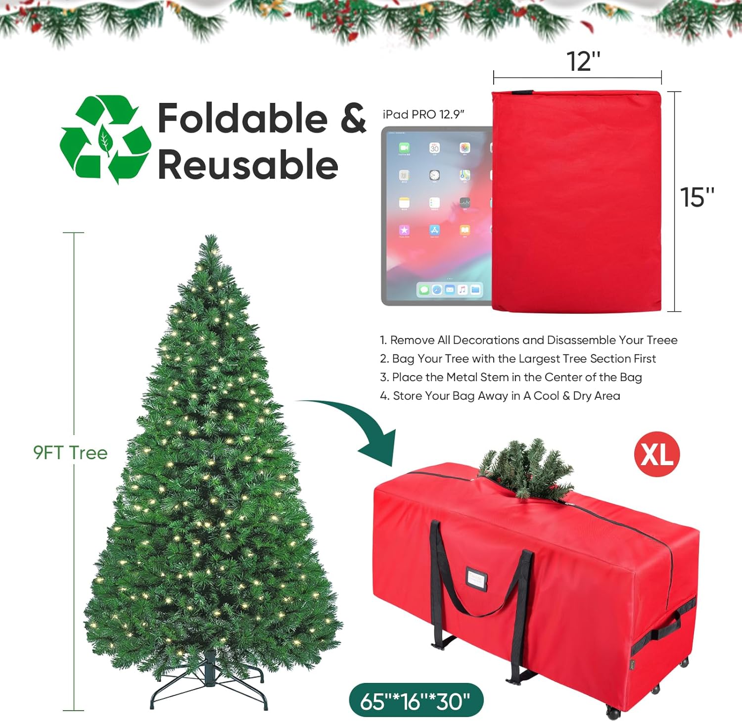 Thumbnail 3 de BALEINE 9 ft Rolling Christmas Tree Bag 🎄