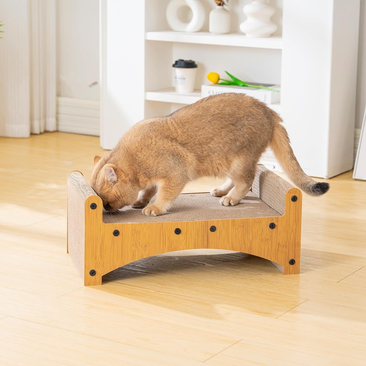 Detalle de Avont Cat Scratcher Cardboard Lounge: 3-in-1 Reversible Bed for Indoor Cats