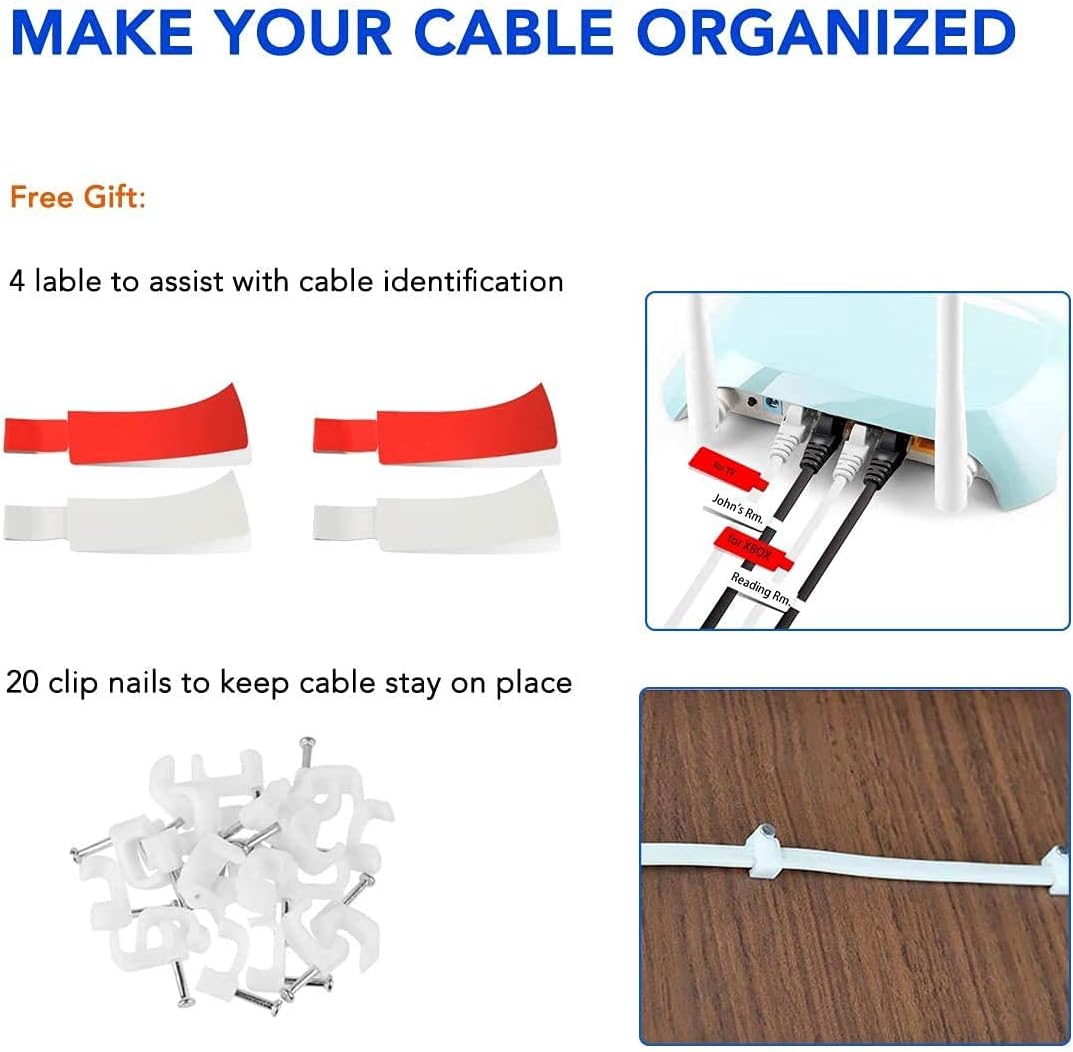 Thumbnail 5 de TBMax TBMax 20M Cat 6 Flach-Ethernetkabel (RJ45) – 20 Meter, bis zu 1 Gbit/s, weiß