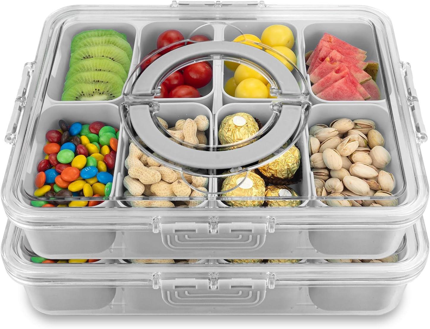 Thumbnail 4 de HRXFOZ Divided Serving Tray with Lid & Handle (8 Compartments) Portable Snack Box