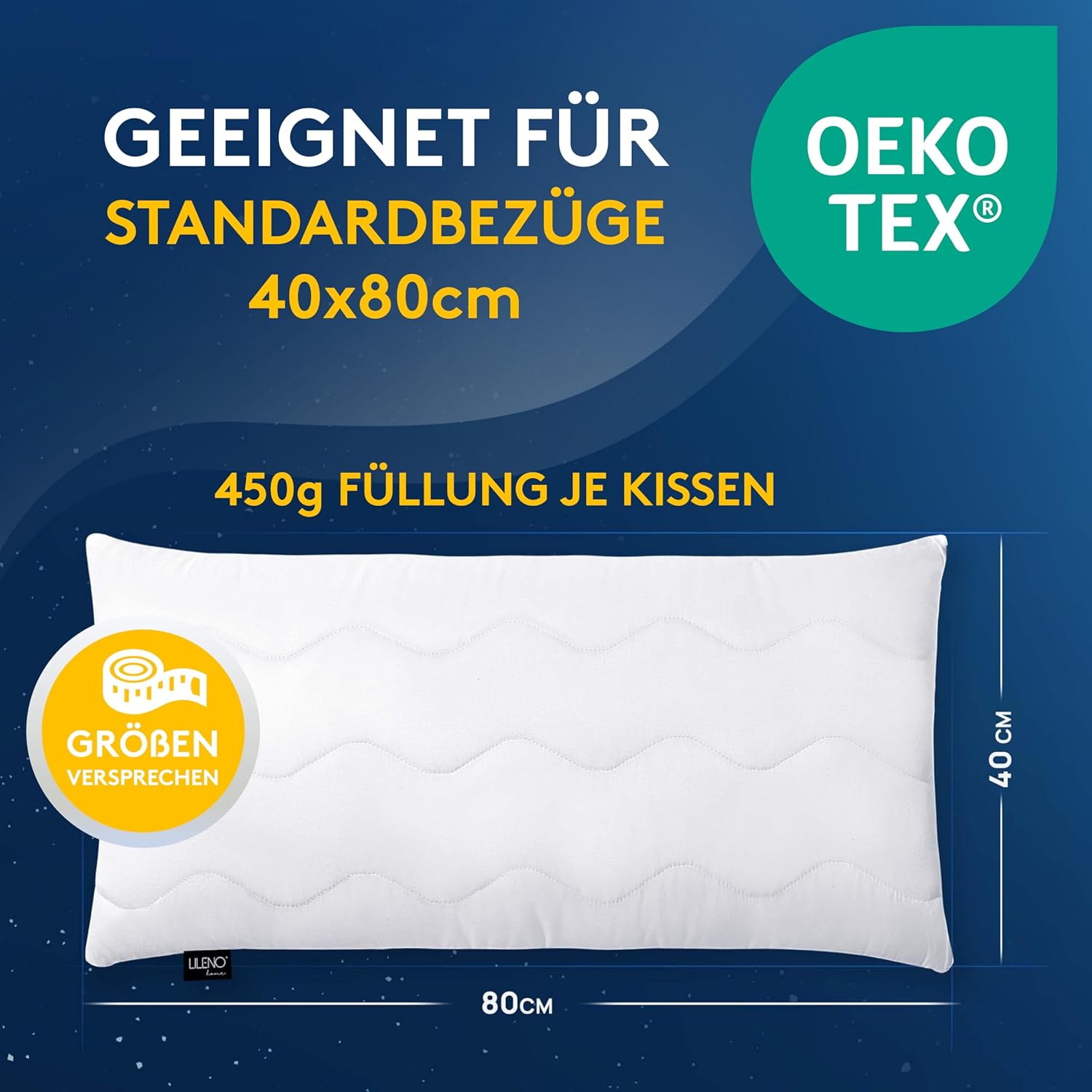 Thumbnail 4 de LILENO HOME Relleno de cojín 40x80 cm 🛋️, lavable y antipólen

