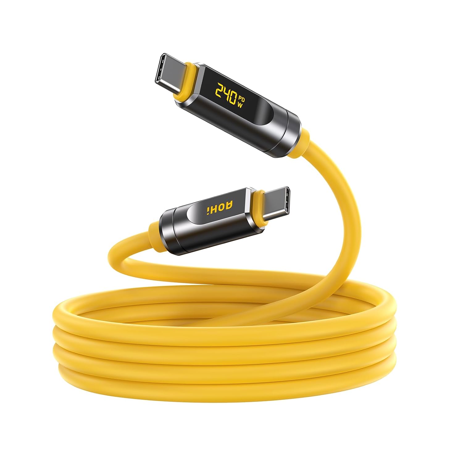 Detalle de AOHI USB4 2.0 Cable with LED Display (6.6ft) — 240W PD3.1, 80Gbps, Dual 8K/Triple 4K Video, USB-C for MacBook Pro & More