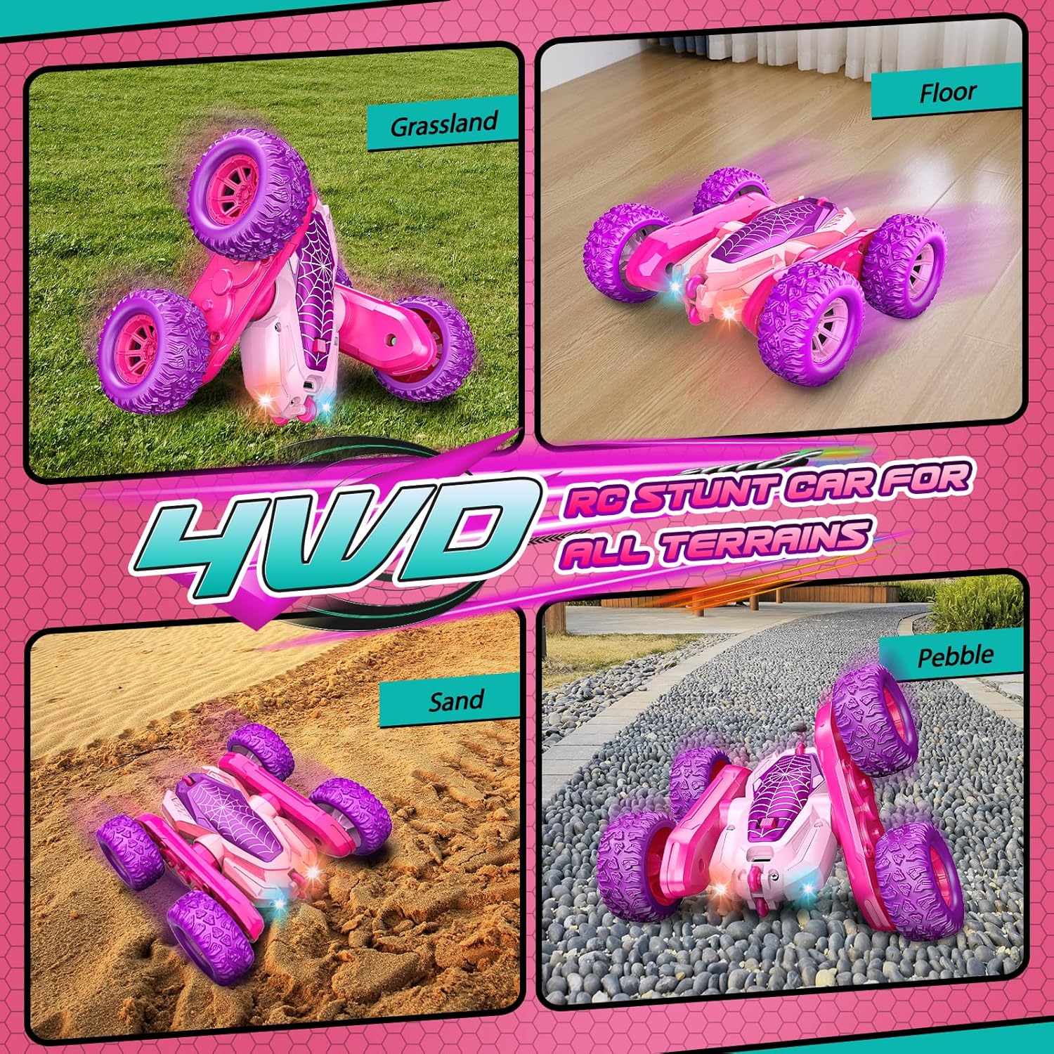 Detalle de Dreamlandia 360° Flips Remote Control Cars for Kids (4–10) – Dual‑Sided Stunt Car with LED Lights