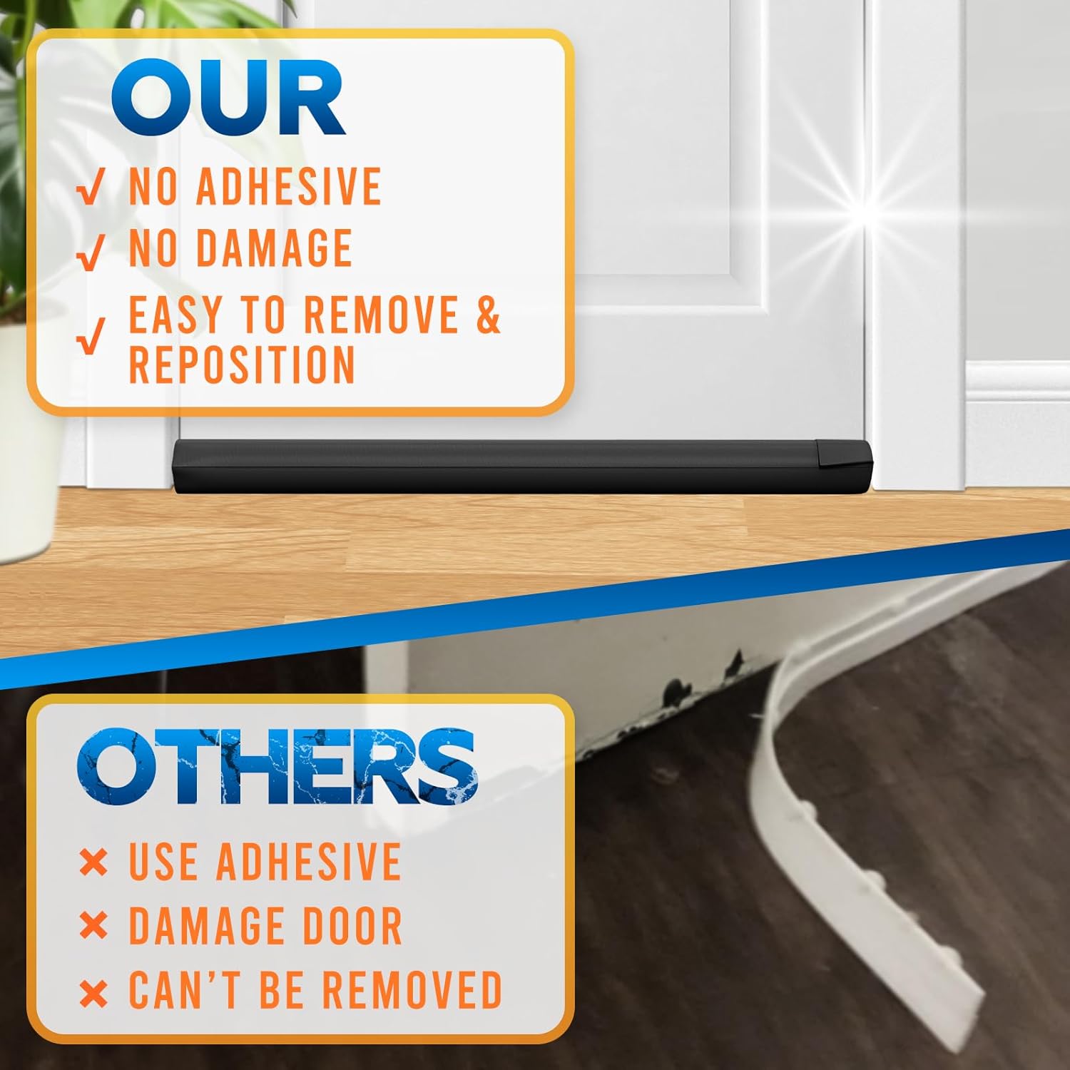 Thumbnail 6 de Comfyanno Under Door Draft Stopper (Bottom Door Seal & Gap Filler) for 30–36 in Doors, No Adhesive, Black