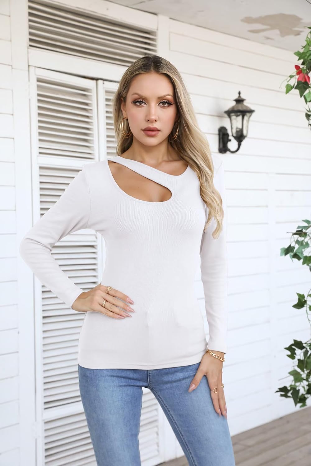 Thumbnail 2 de VICHYIE Langarmshirt mit asymmetrischem Cut-Out