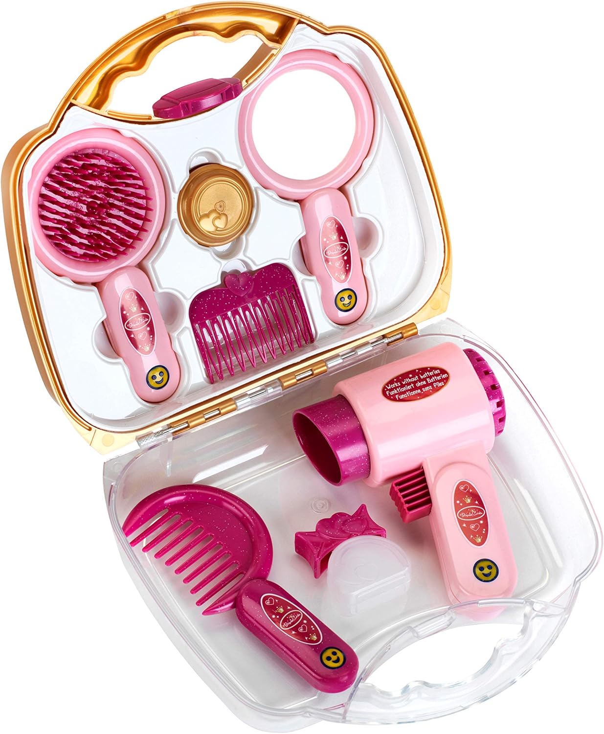 Detalle 2 de Theo Klein 5273 Mallette Coiffure Princess Coralie avec sèche-Cheveux mécanique et accessoires