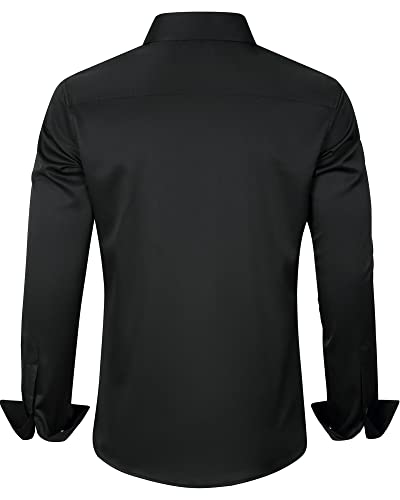Detalle de J.VER Black Long Sleeve Stretch Dress Shirt for Men – Non-Iron, Regular Fit