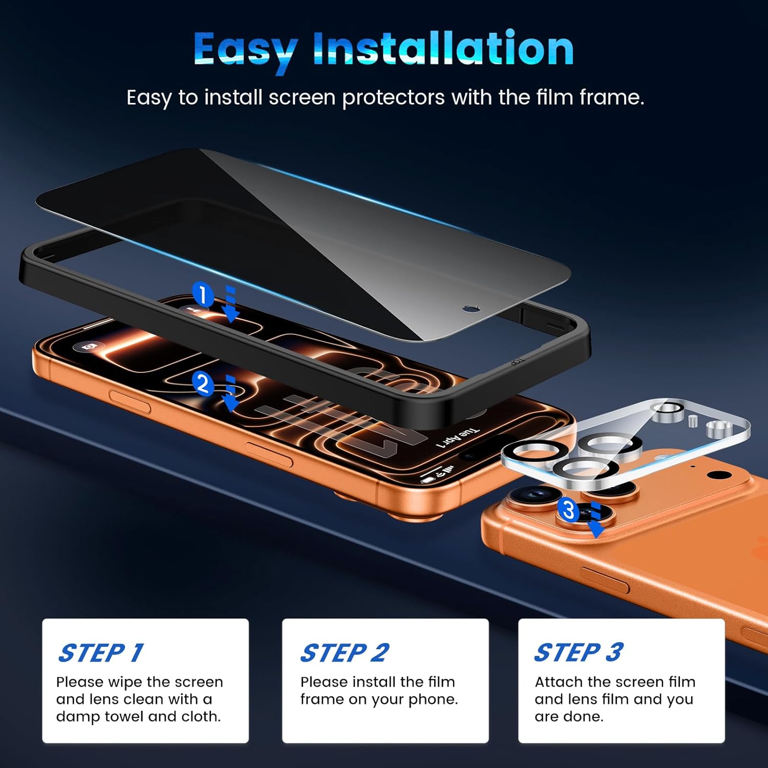 Thumbnail 5 de HWeggo 2+2 Pack Privacy Screen & Camera Lens Protector for iPhone 17 Pro Max