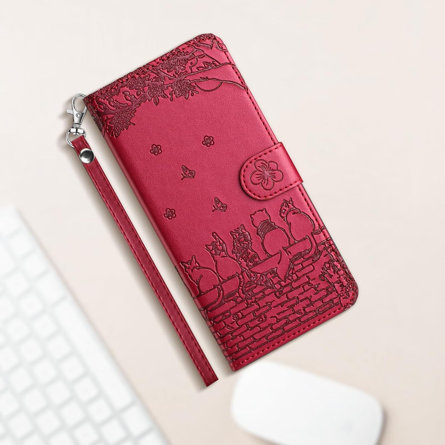 Thumbnail 6 de Butnyeoe Handyhülle für iPhone 16 Pro Max – Zaunkatzen Klappbar, geprägtes PU-Leder Wallet Case mit Standfunktion