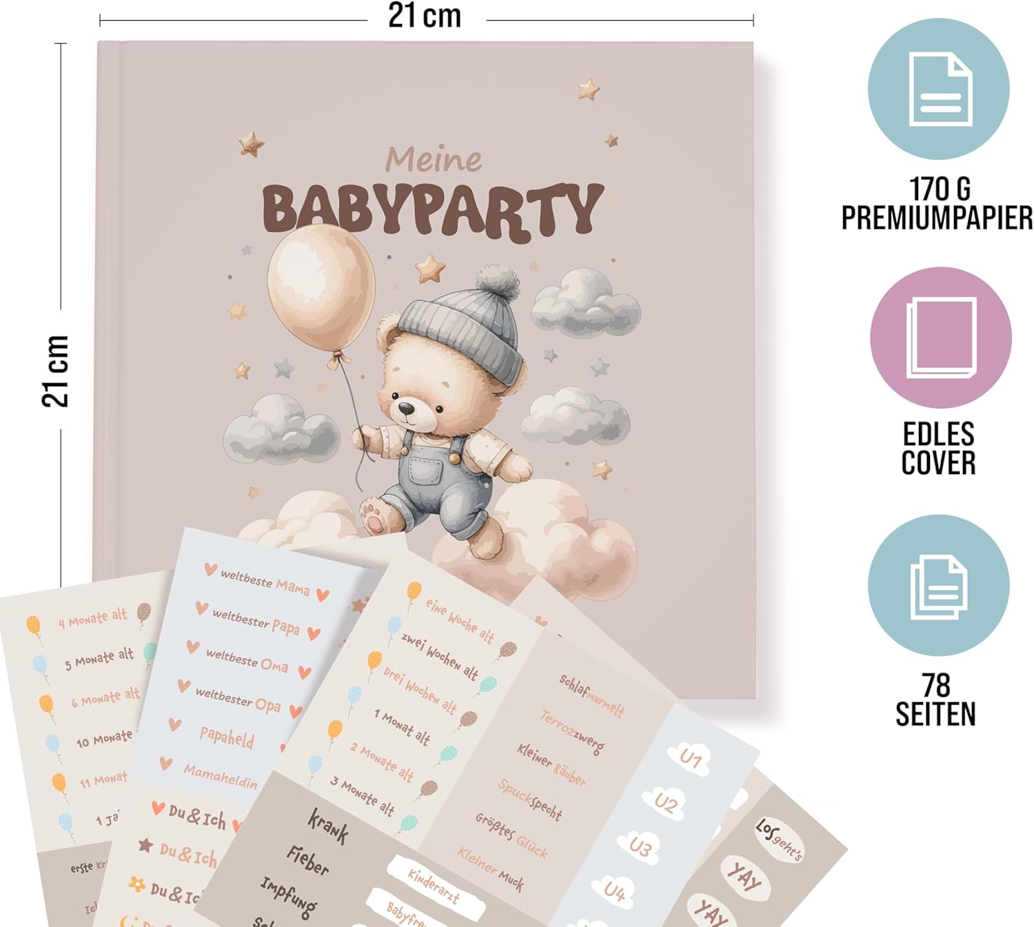 Thumbnail 1 de colortouch Gästebuch Babyparty – Baby Fotoalbum zum Selbstgestalten mit 78 Seiten (21 x 21 cm)