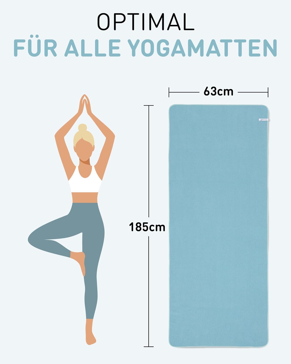Detalle de Fit-Flip Yoga Handtuch rutschfest mit Noppen (185 x 63 cm, Jade) – hygienische Auflage aus Mikrofaser