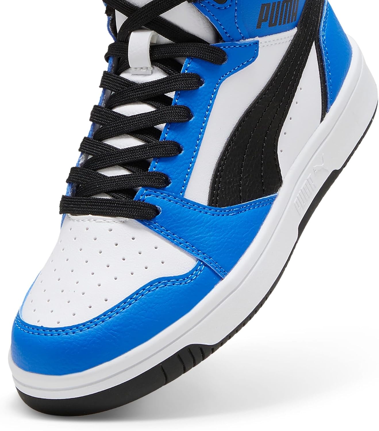Detalle de PUMA Rebound V6 MID JR Unisex Kinder Sneaker – robust, vielseitig und bequem
