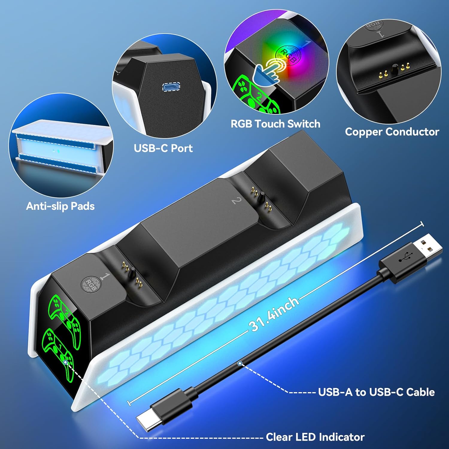 Thumbnail 5 de PS5 Controller Charger Station 2-Hour Charge
