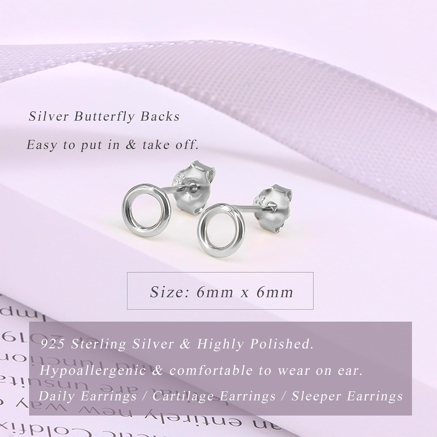 Thumbnail 1 de Loutade Damen 6mm Silber Ohrstecker 925