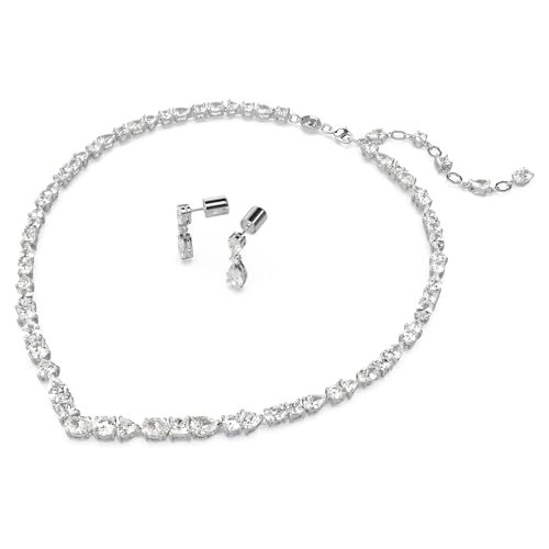 Detalle 2 de Conjunto Mesmera de Swarovski: collar y pendientes en blanco con baño de rodio (tallas mixtas)