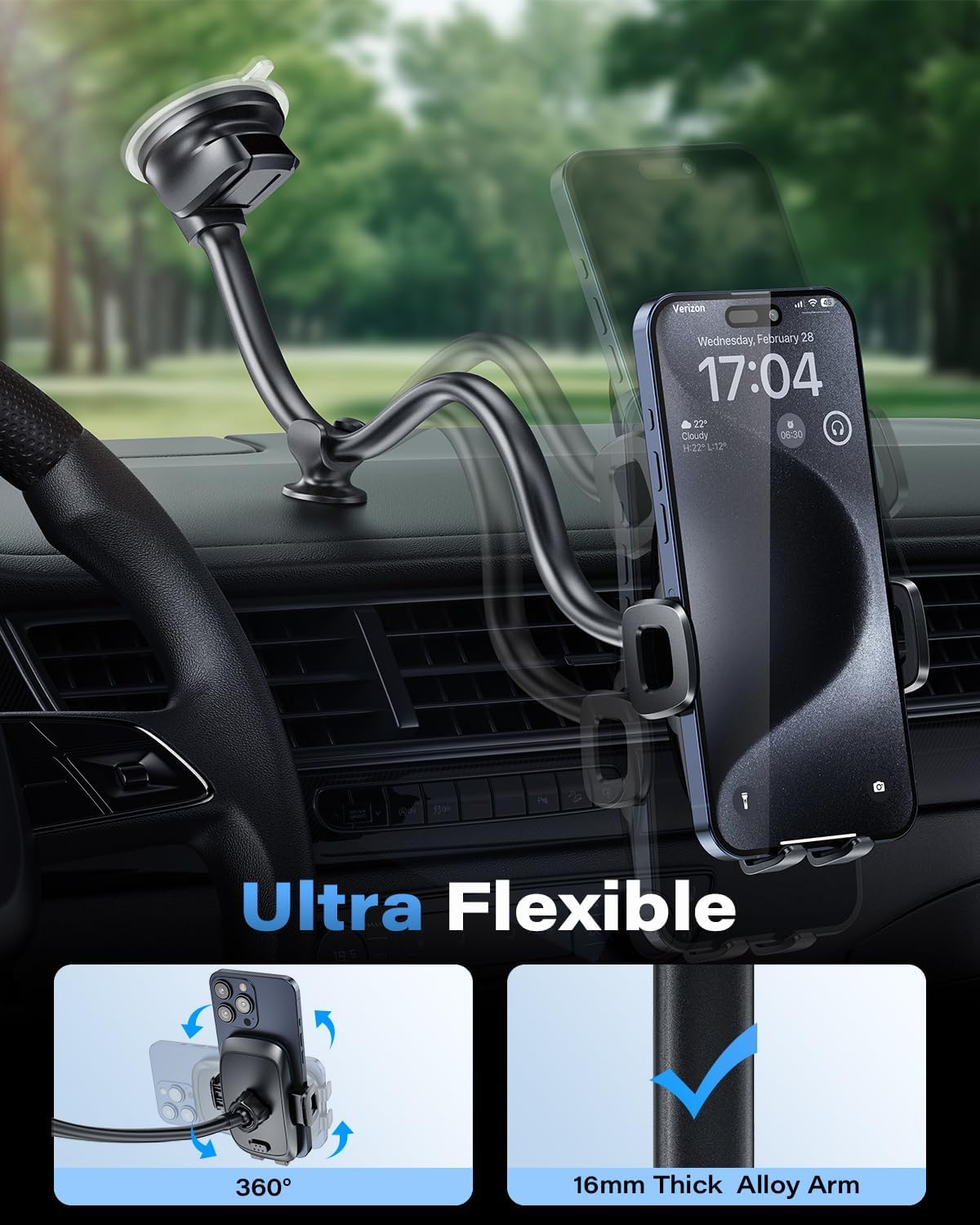 Detalle 2 de 1Zero Solid 14-Inch Car Phone Mount
