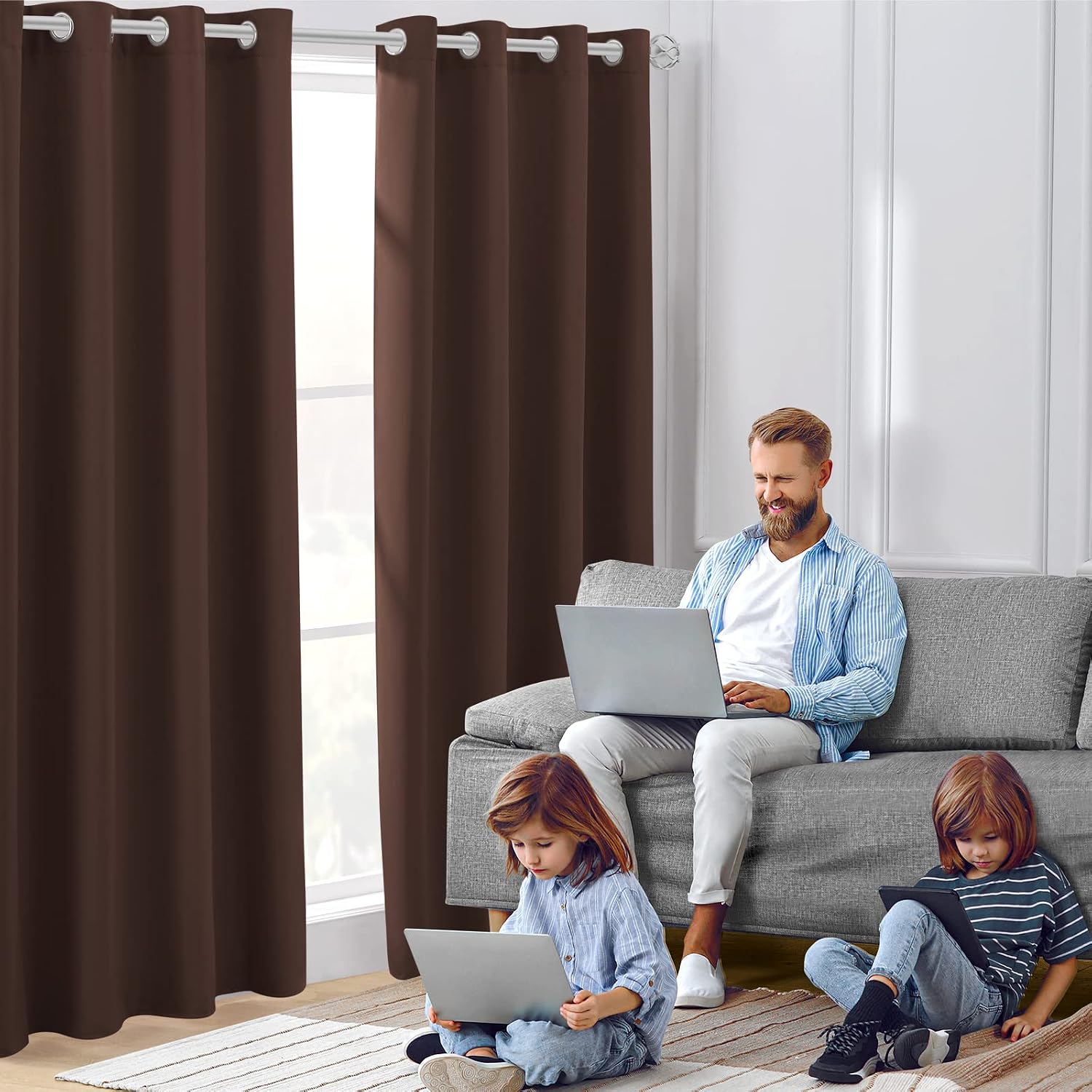 Detalle 2 de HOMEIDEAS Blackout Curtains, 52 x 96 Inch