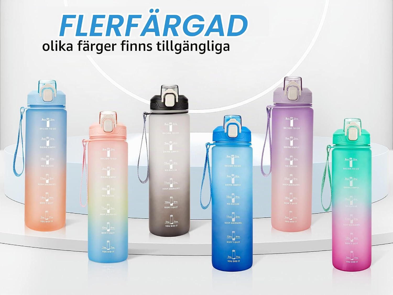 Thumbnail 6 de YC Kitchen YZ-CH-1L-SL vattenflaska 1 l med sugrör och tidsmarkör