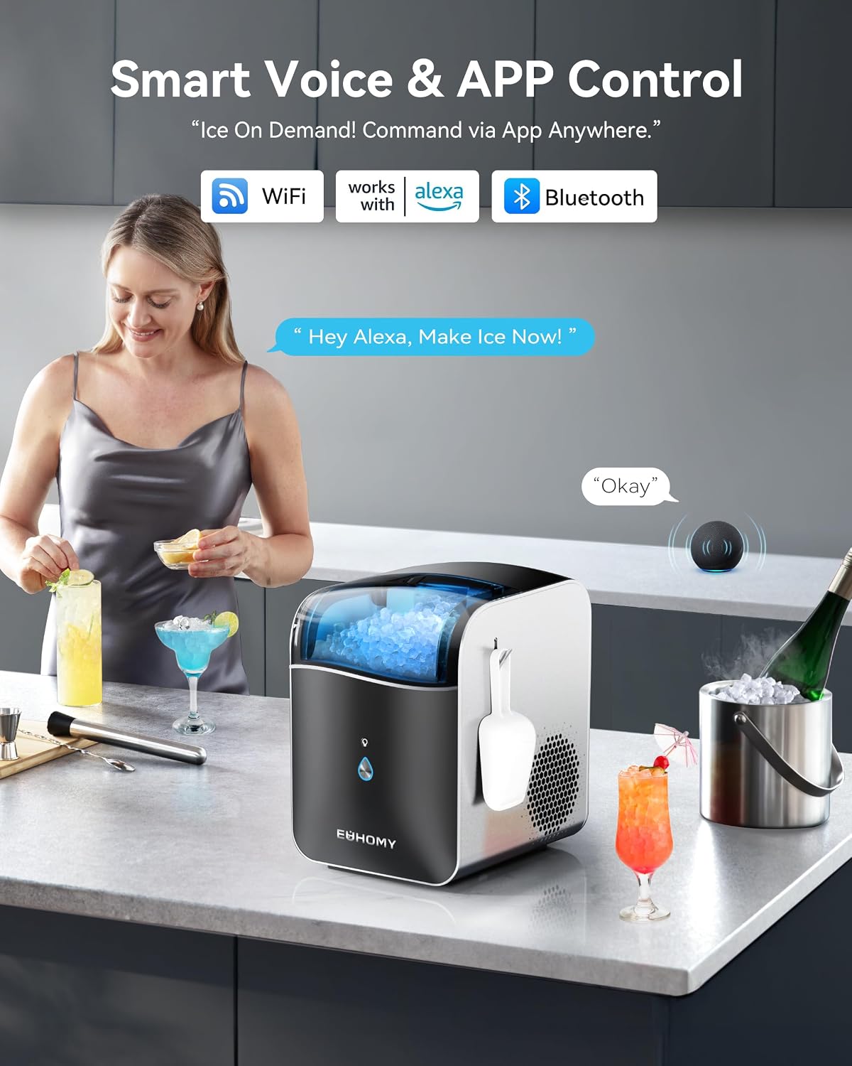 Detalle 2 de EUHOMY Nugget Ice Maker 40 lb