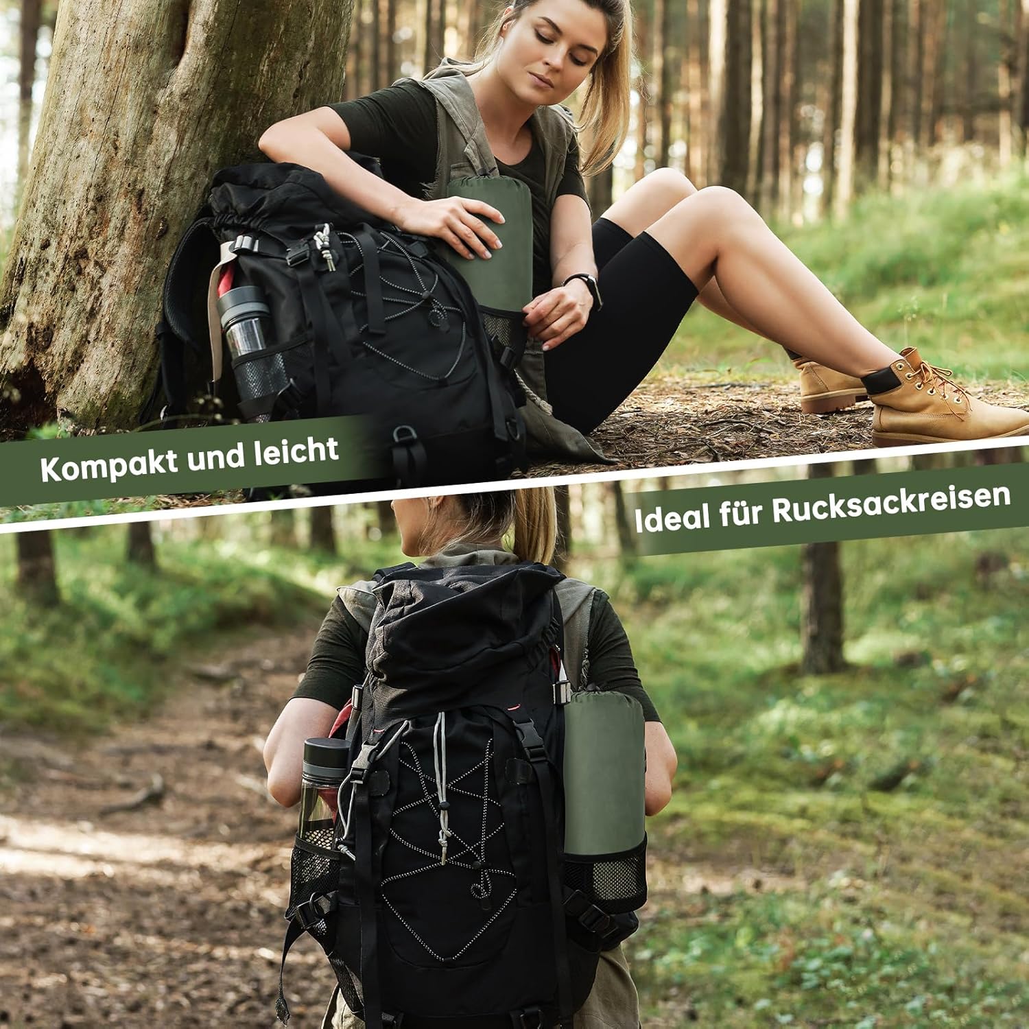 Thumbnail 5 de HAUSPROFI Isomatte Camping – ultraleichte Luftmatratze mit Fußpumpe & Kissen (9 cm), grün