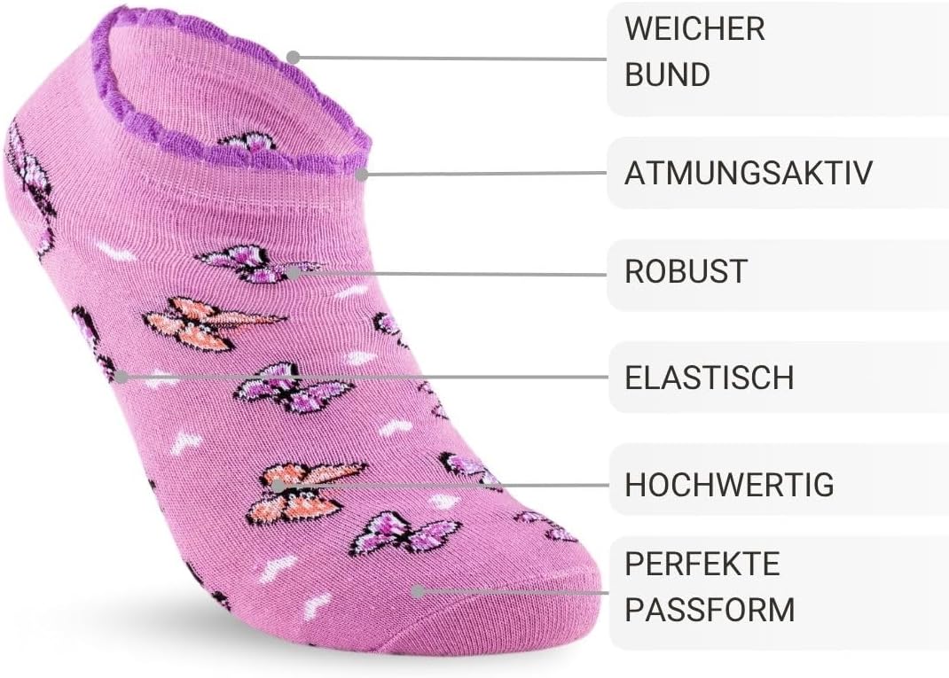 Detalle de 10 Paar Kinder Sneaker Socken aus Baumwolle – Jungen & Mädchen